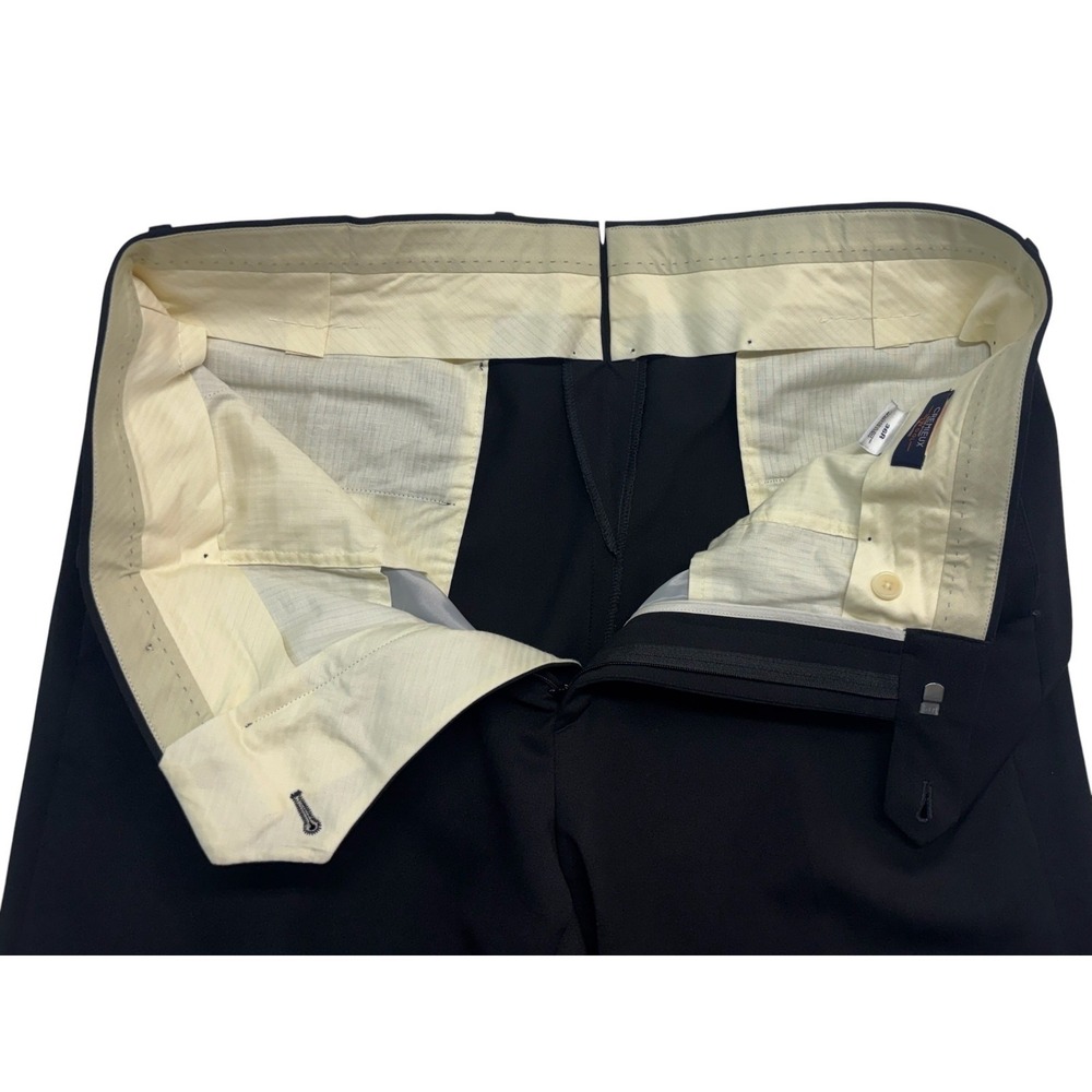 Cremieux 36x30 Black Pants Trousers 3D Wool Italy Italian Fabric Flat Front - Picture 8 of 9